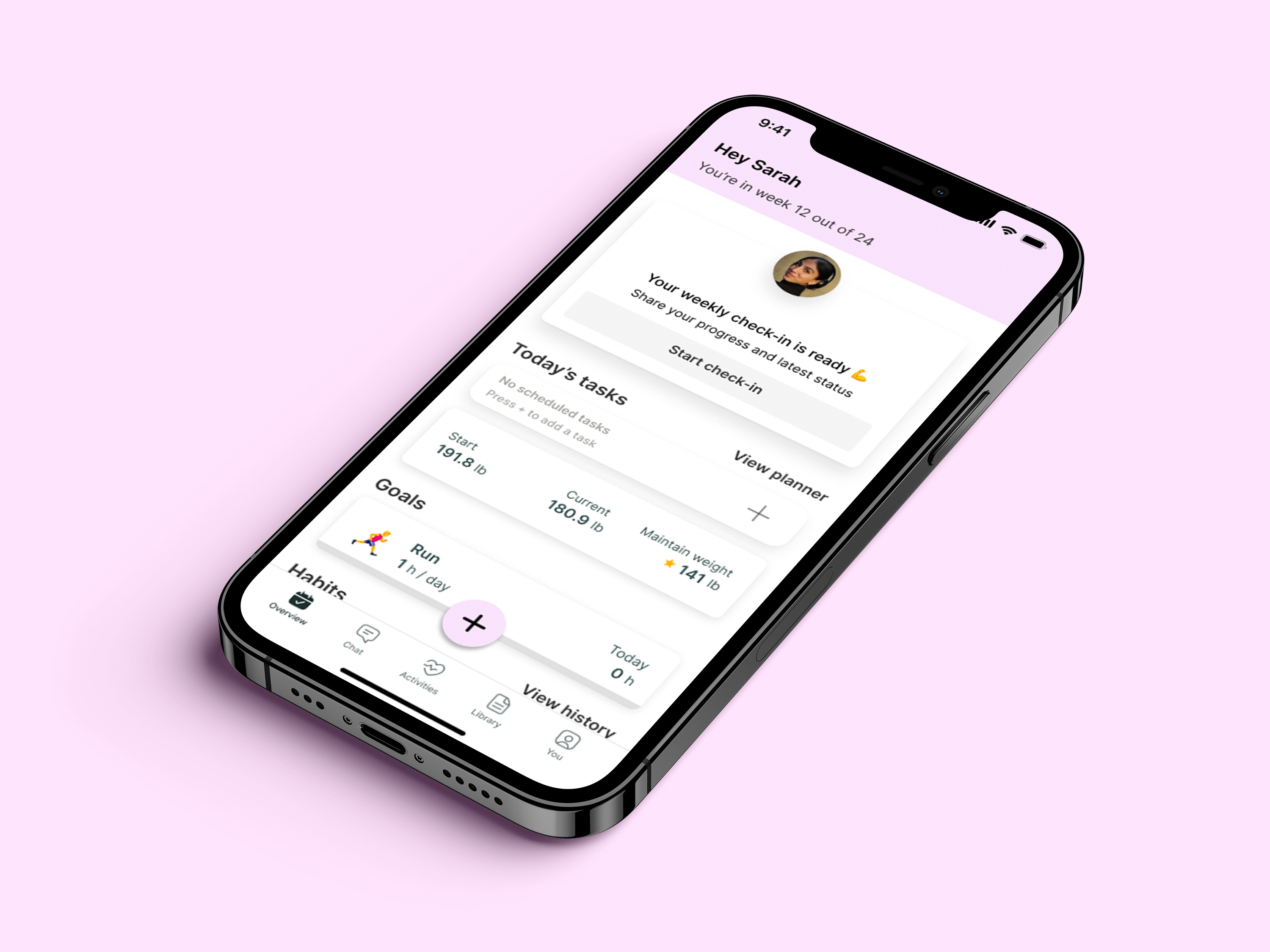A mockup of the coaching app showcasing the features.
